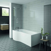 Kartell UK Kore Matt Dark Grey Bathroom Suite with Vanity Unit - Oblique P-shaped Shower Bath